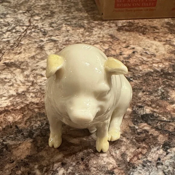 Belleek Porcelain Pig Figurine - Picture 3 of 4